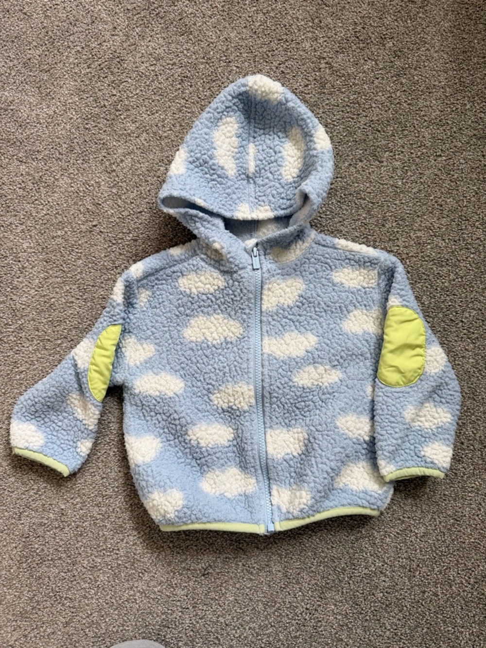 Kids Old Navy Cloud Print Fleece Hoodie Jacket - Light Blue, Yellow & White